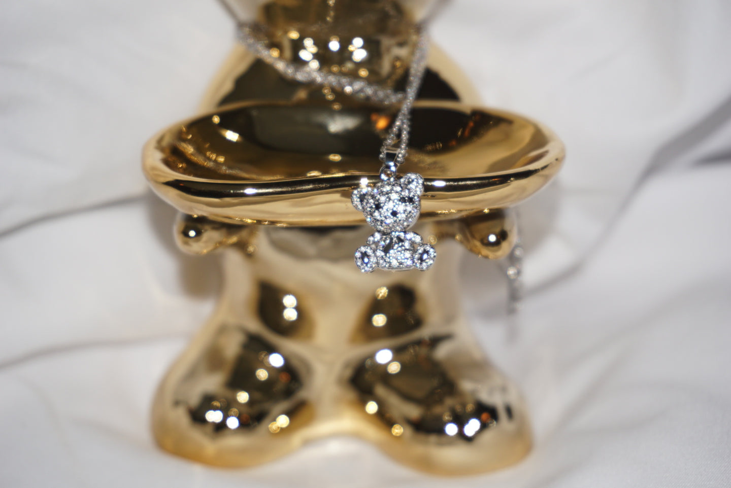 Rhinestone Tiny Bear Silver