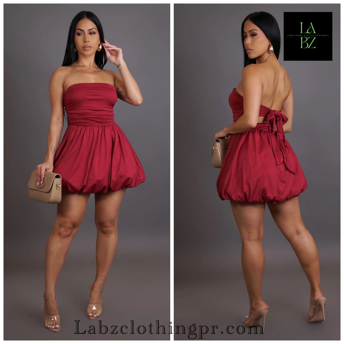 Bubble mini dress Cherry