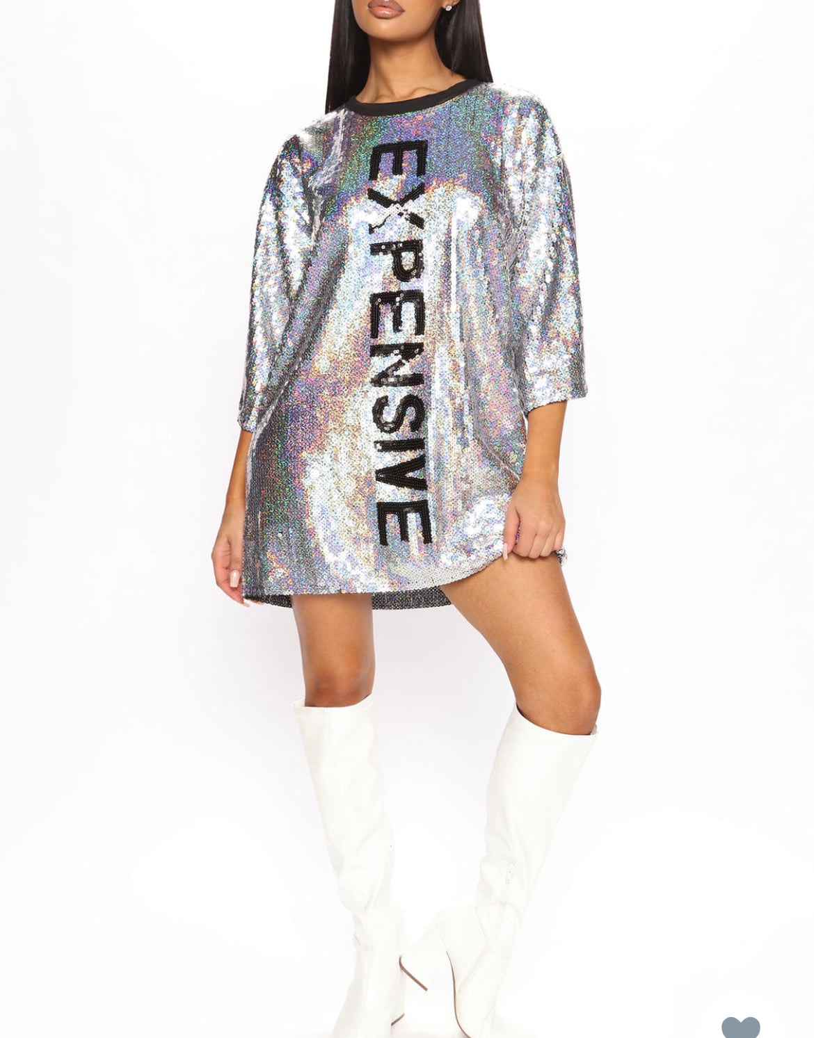 Expen$ive Shirt Dress Silver