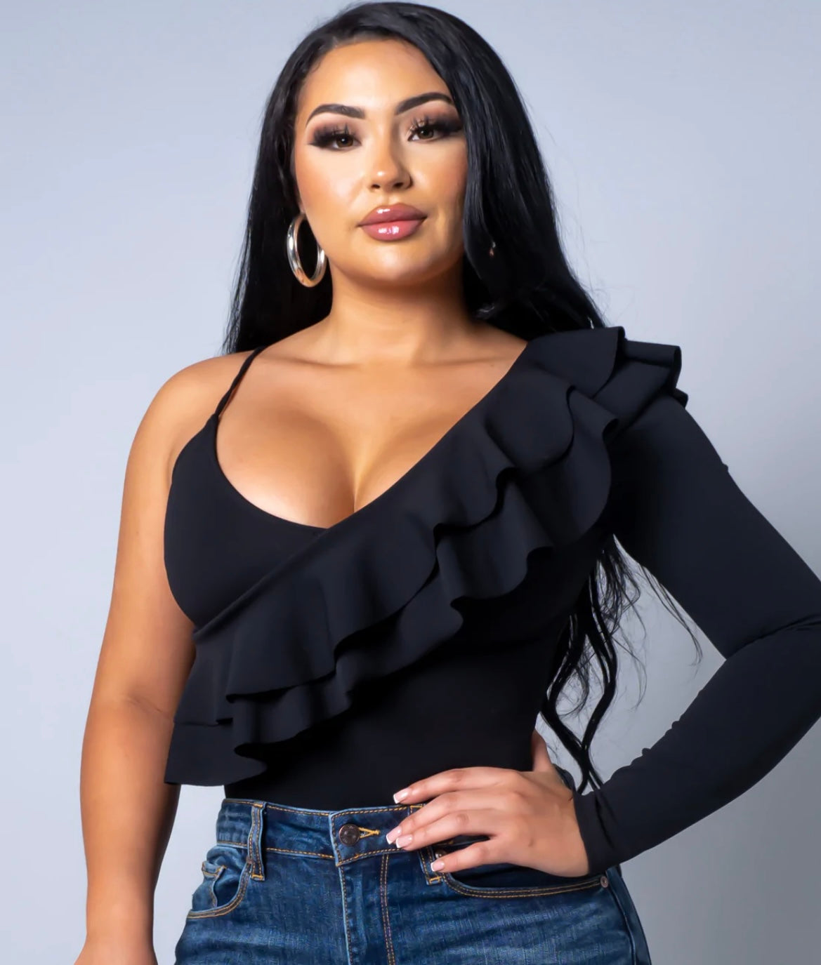 Ruffles Bodysuit Black